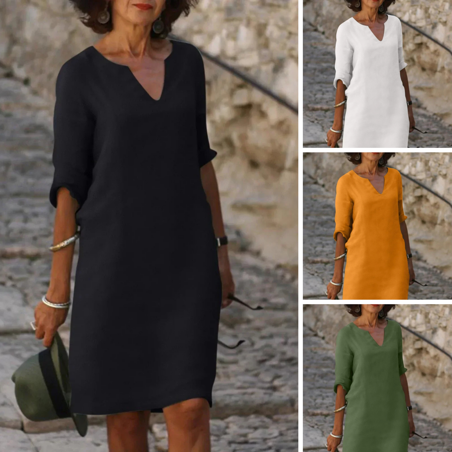 ELVARA | Vestido de Verano Cuello V Femenino