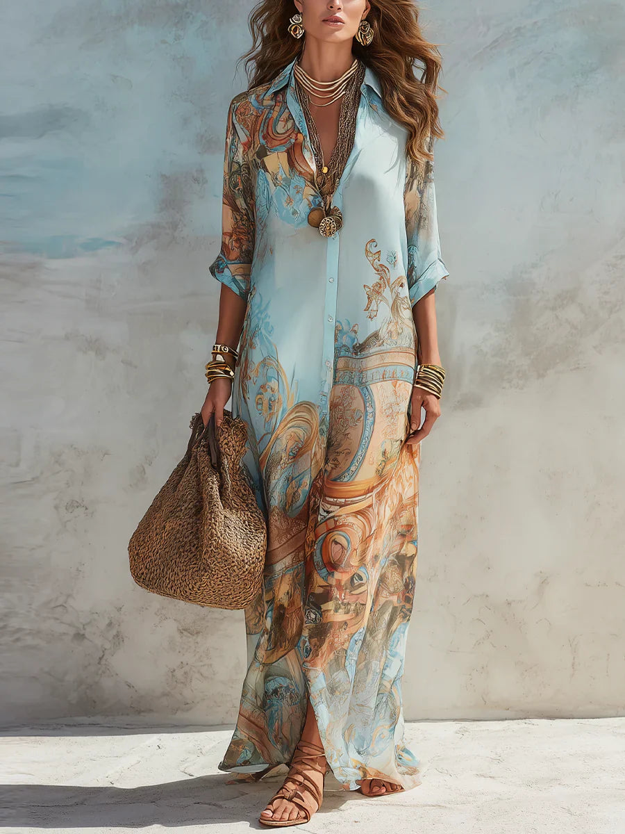 VIENTO Vestido Maxi Fluido movimiento tela al andar — Loopy Wear