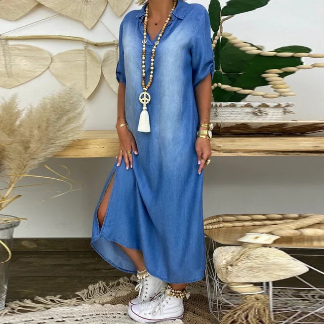 SPLIT | Vestido Largo Denim con Abertura Lateral