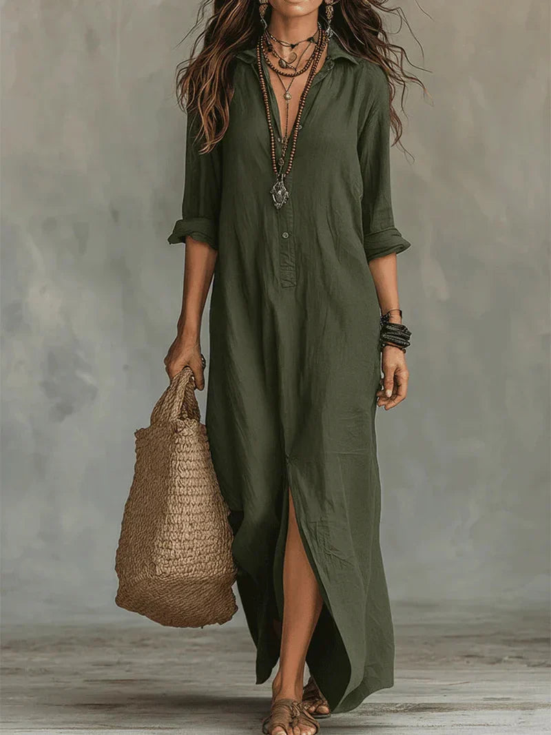 SAUCE Vestido Maxi Fluido detalle tejido y caída — Loopy Wear