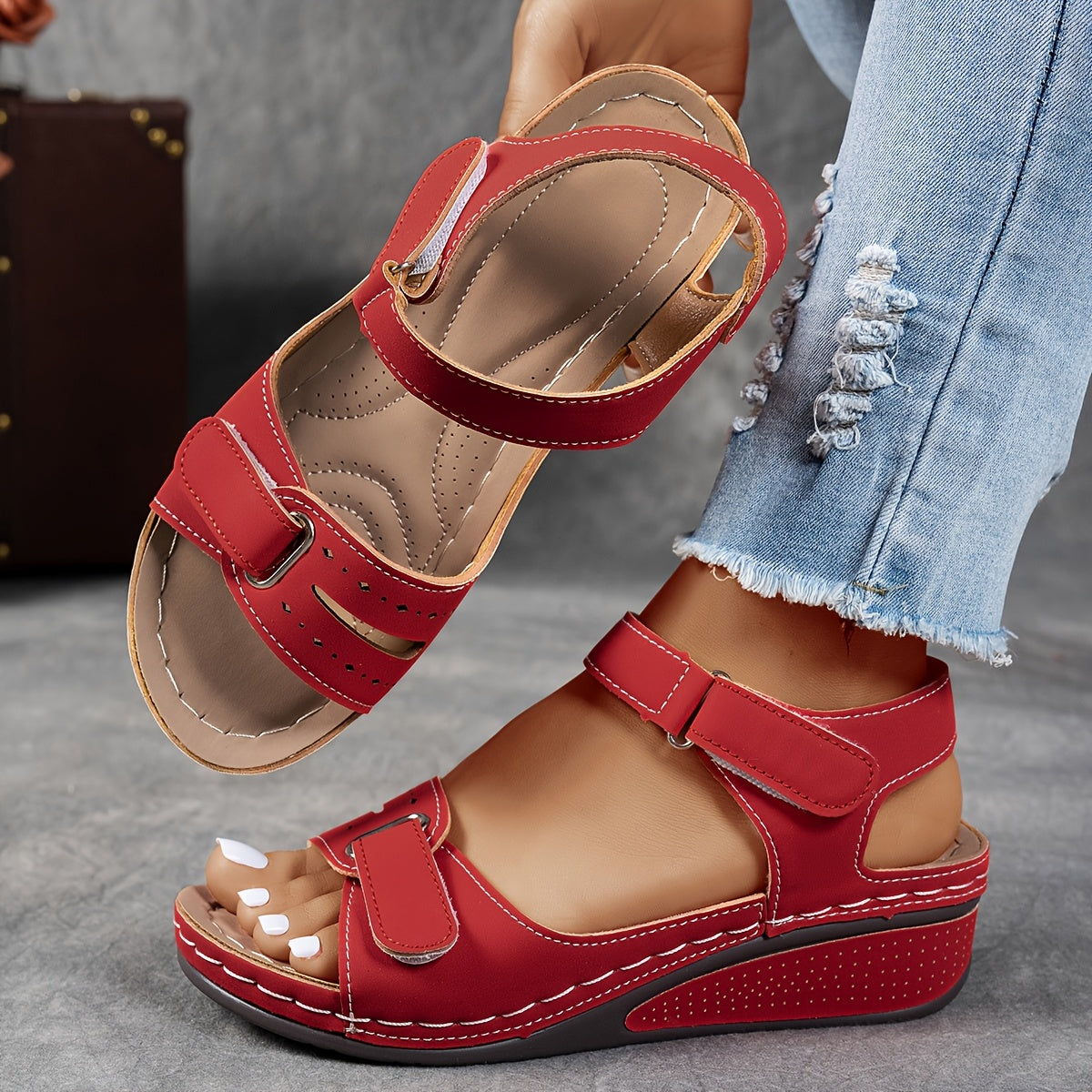 ELISE Sandalias Ortopédicas color Venecia Rojo — Serena Falco