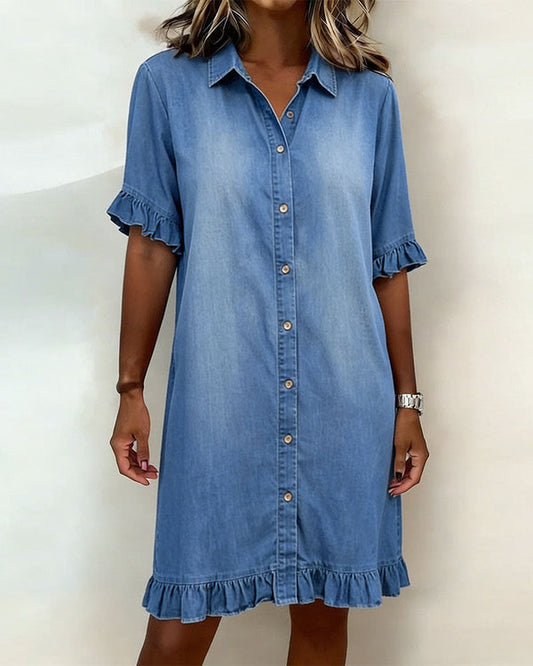 PLIEGUE | Vestido Denim Cómodo con Fruncido