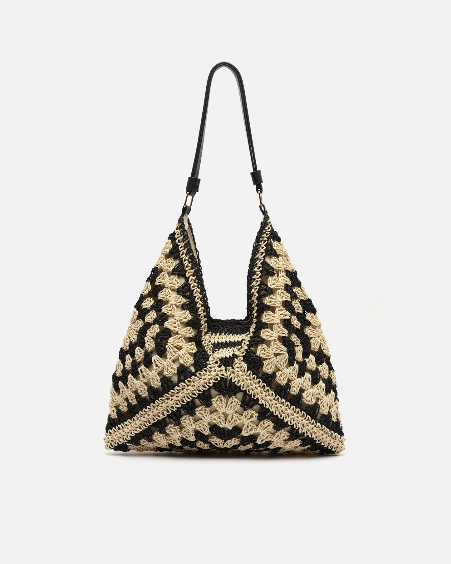 NIDO Bolso Hobo Rafia Trenzada Bicolor color Vainilla Beige — Loopy Wear