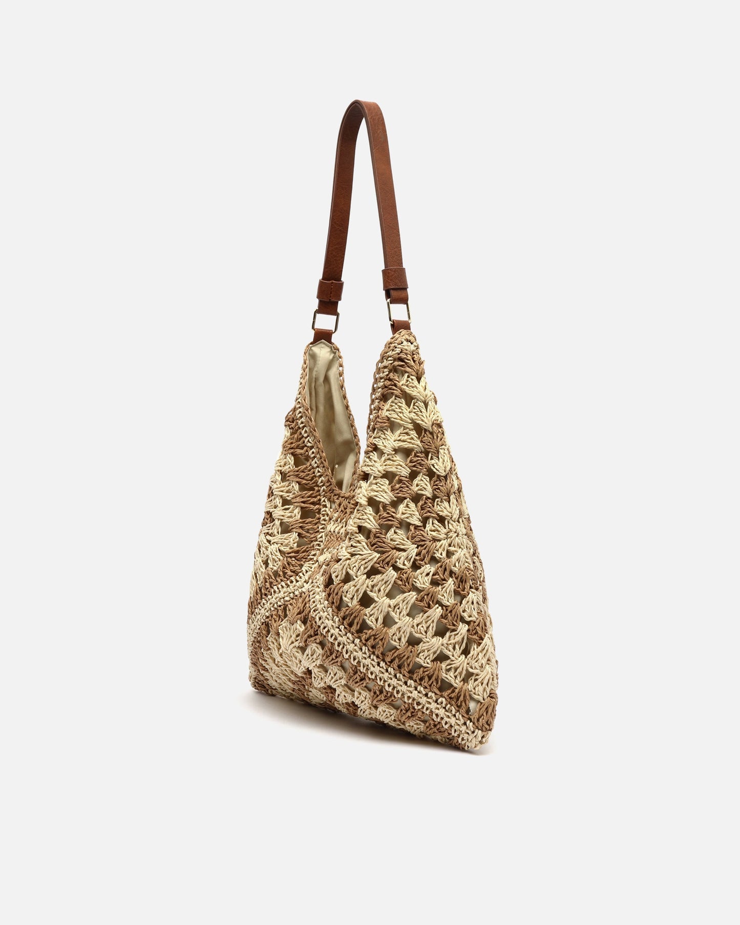 NIDO Bolso Hobo Vainilla detalle trenzado bicolor — Loopy Wear