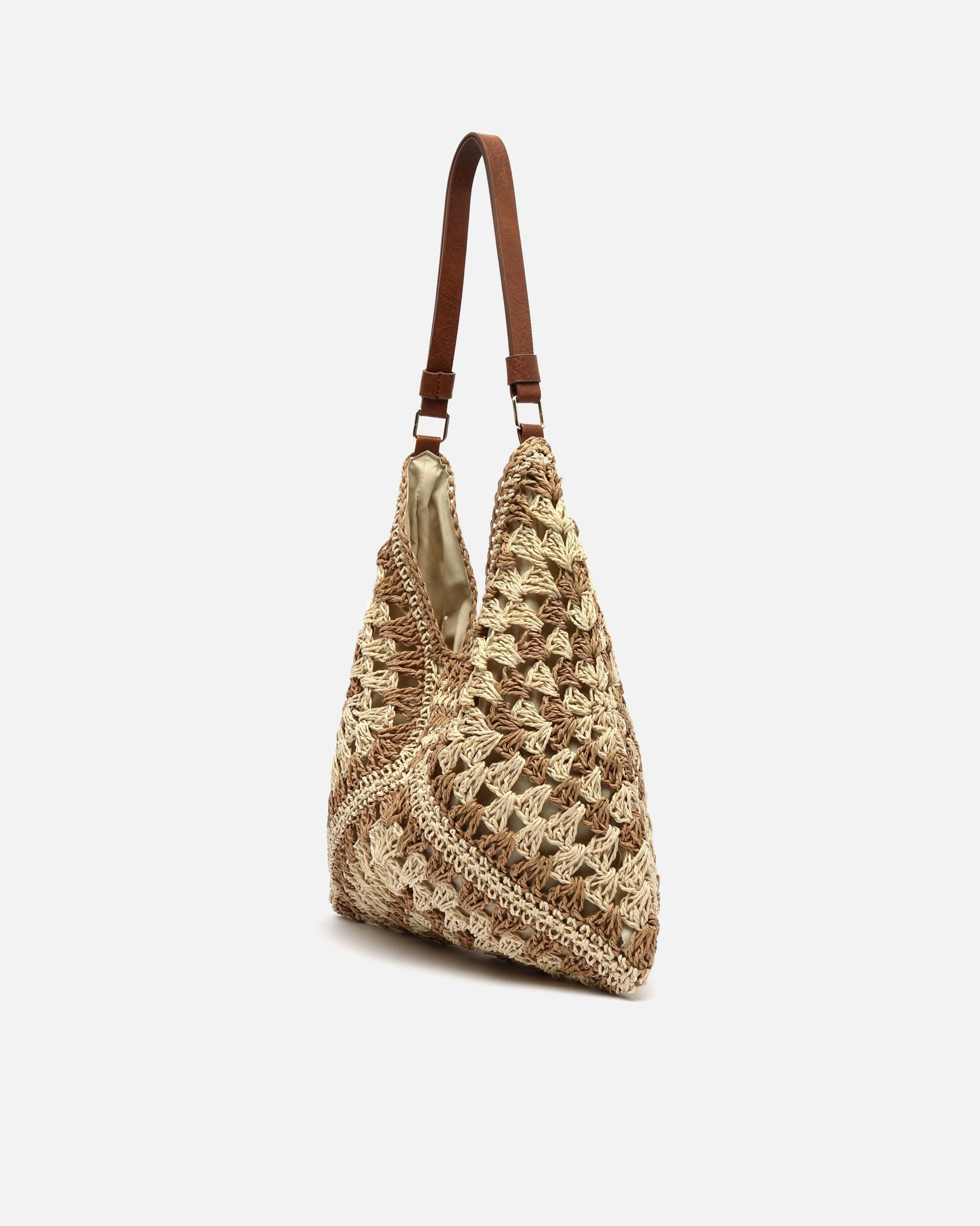 NIDO Bolso Hobo Vainilla detalle trenzado bicolor — Loopy Wear