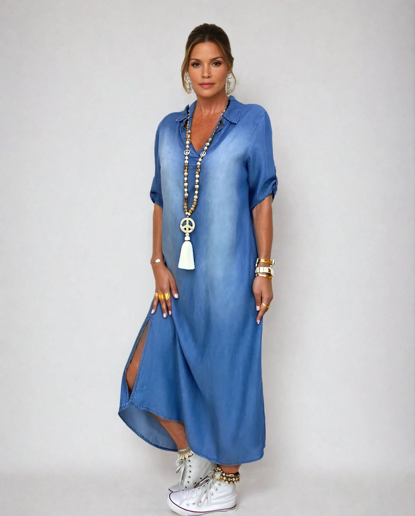 SPLIT | Vestido Largo Denim con Abertura Lateral