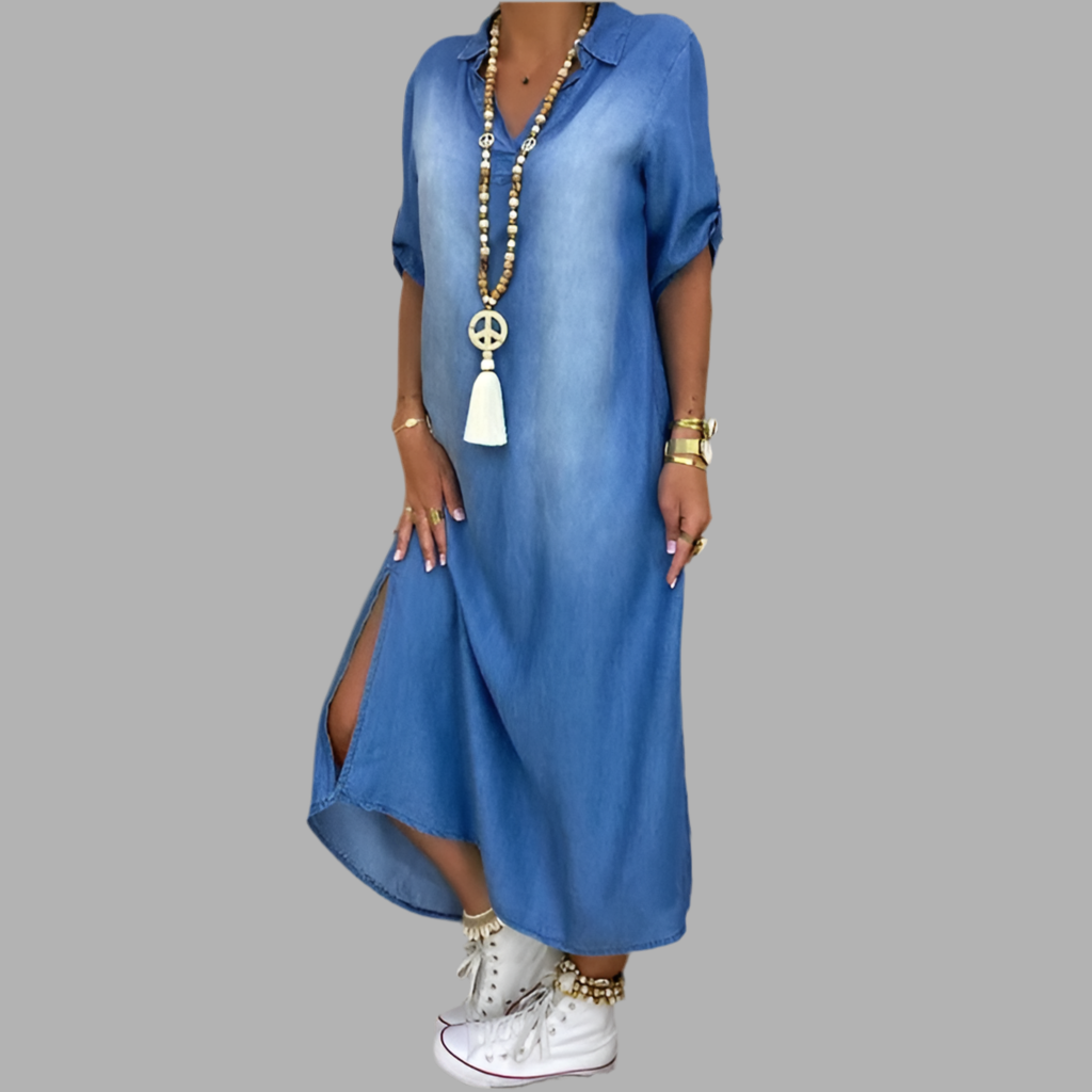 SPLIT | Vestido Largo Denim con Abertura Lateral