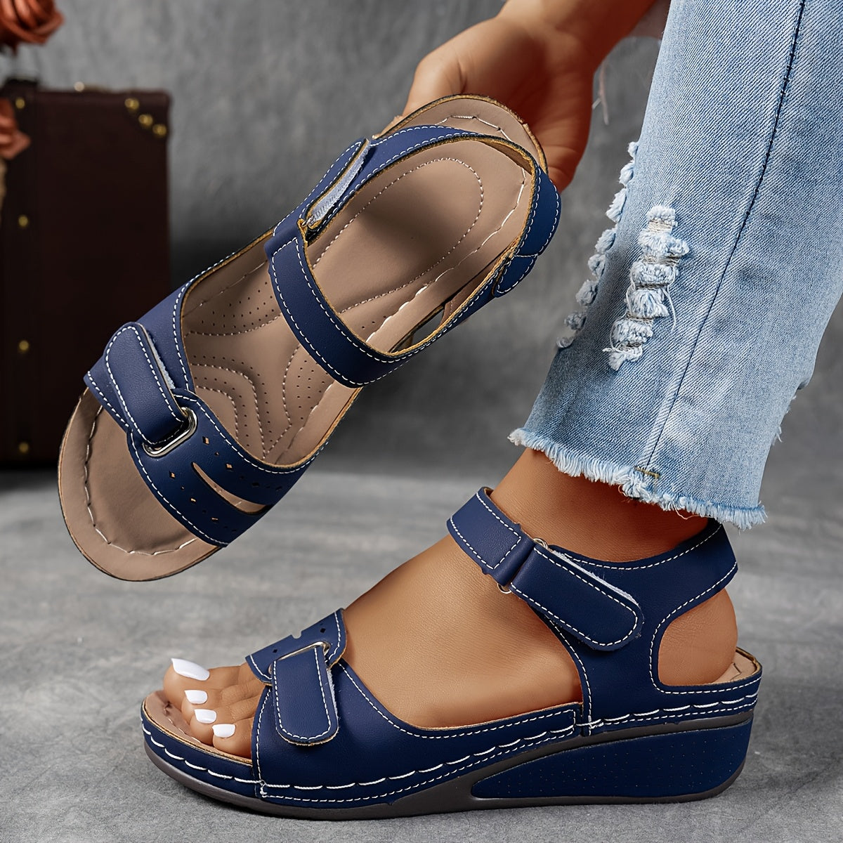 ELISE Sandalias Ortopédicas color Profundo Azul Marino — Serena Falco
