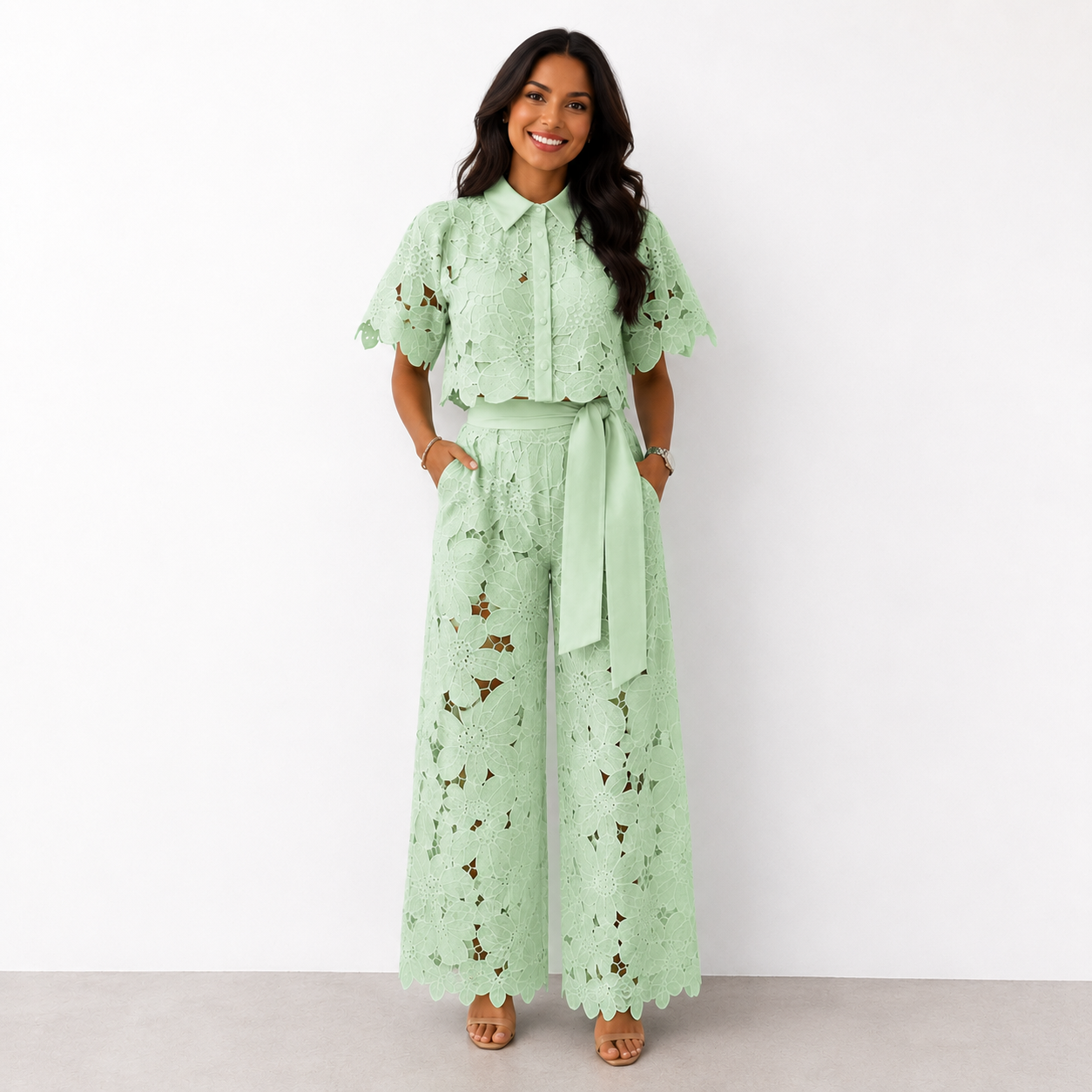 BRISA Conjunto detalle bordados delicados en blusa — Loopy Wear