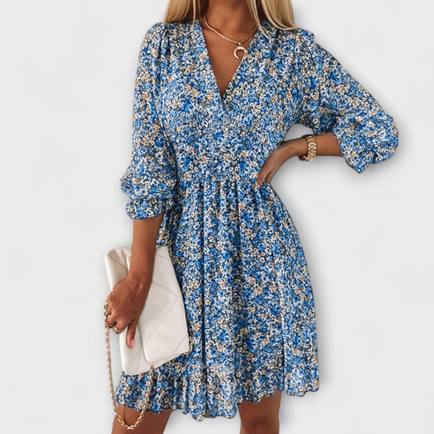 FIORA | Vestido Floral con Manga Puff