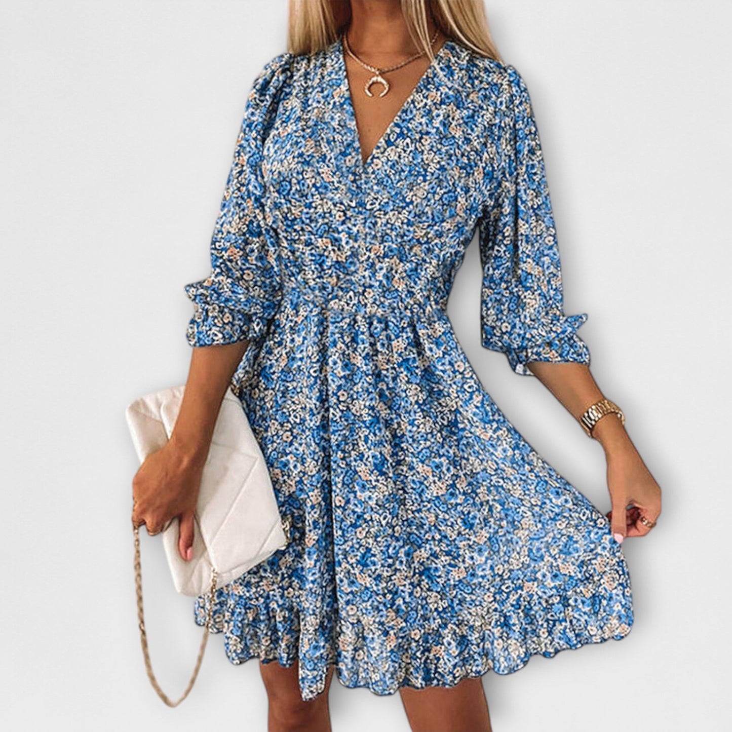 FIORA | Vestido Floral con Manga Puff