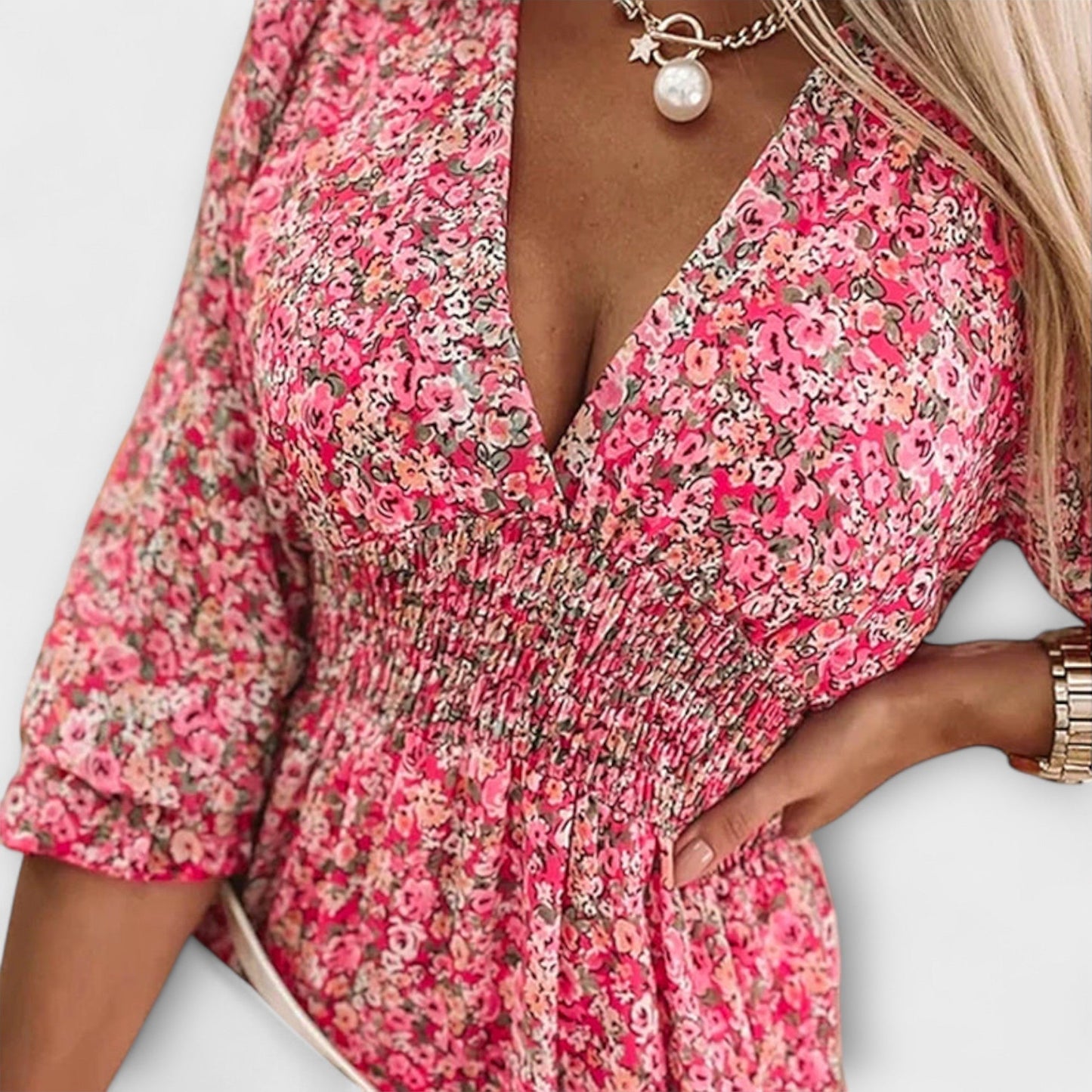 FIORA | Vestido Floral con Manga Puff