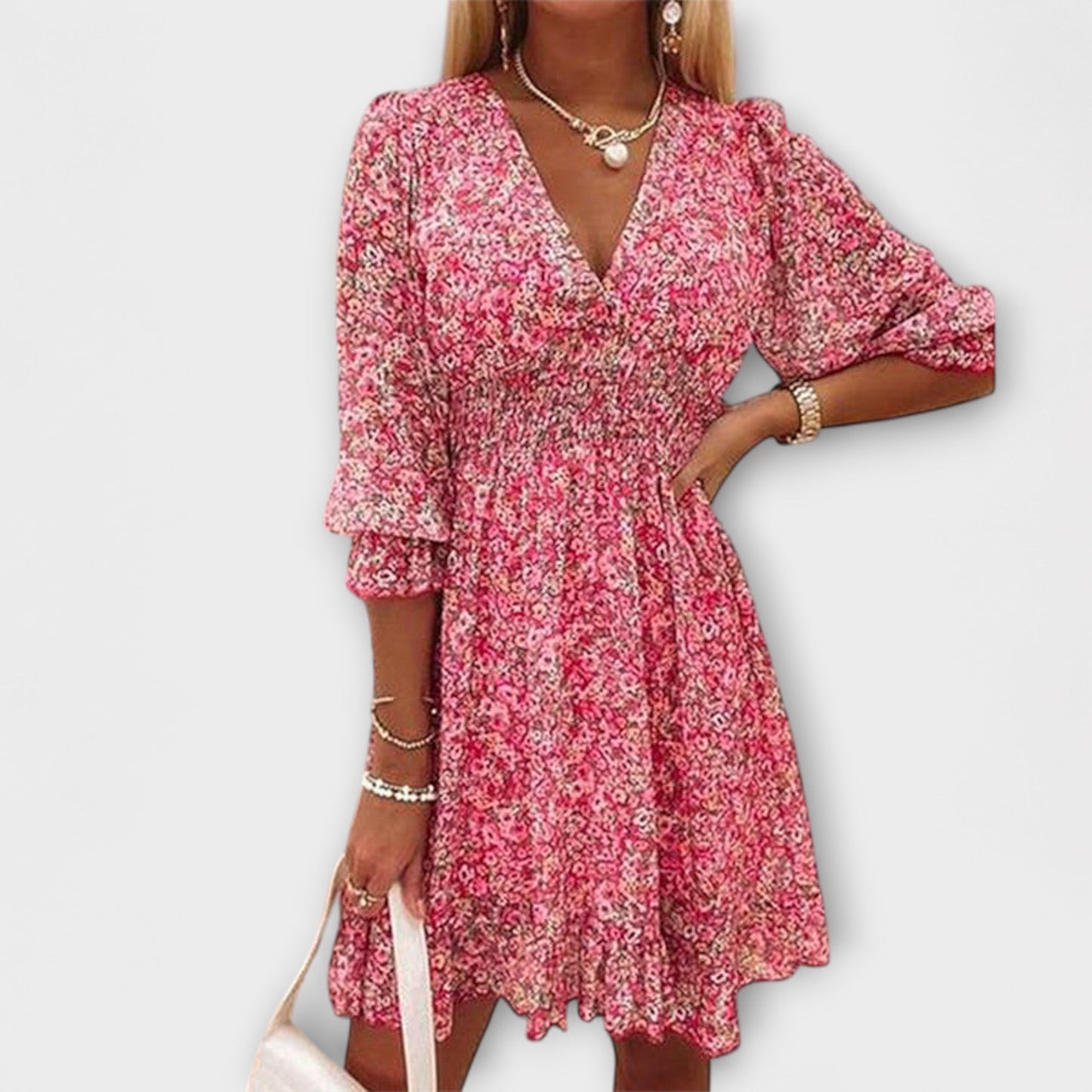 FIORA | Vestido Floral con Manga Puff