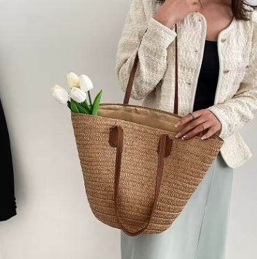 ALMA Bolso de Rafia con flor detalle artesanal — Loopy Wear
