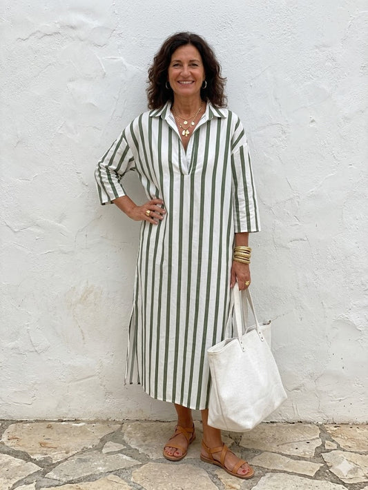 RAYA | Vestido Camisero Midi a Rayas