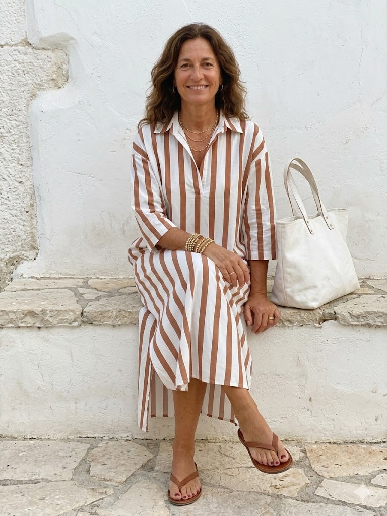 RAYA | Vestido Camisero Midi a Rayas