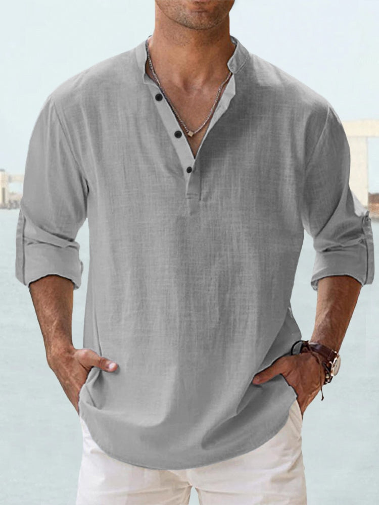 LINO Camisa Lino color Bruma Gris — Serena Falco