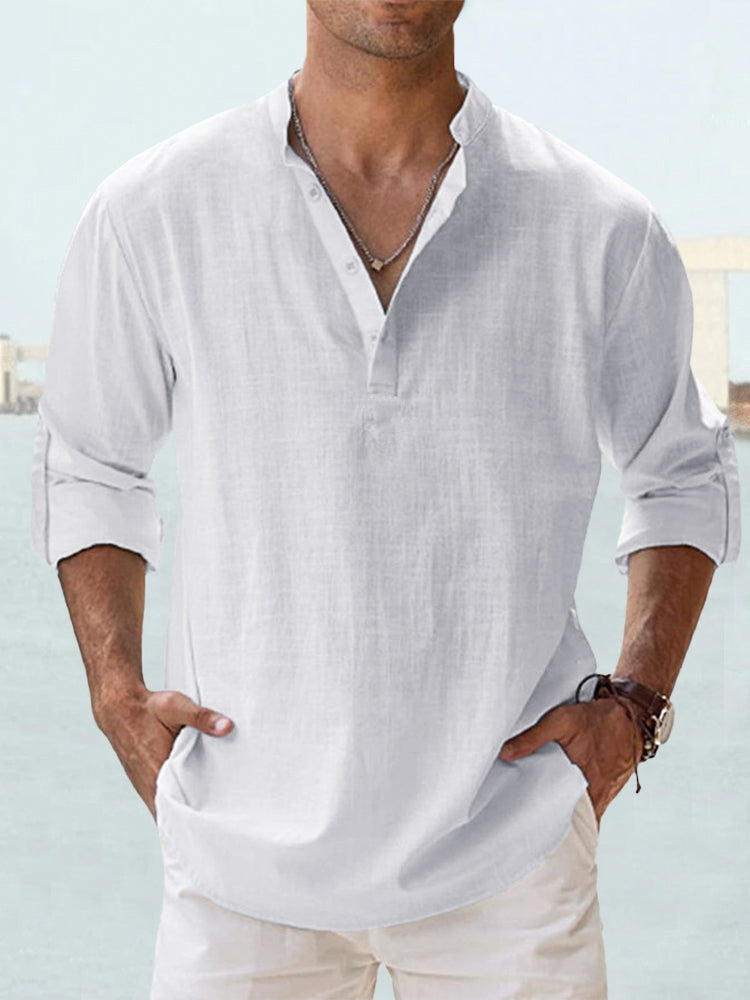 LINO Camisa Lino color Nieve Blanco — Serena Falco