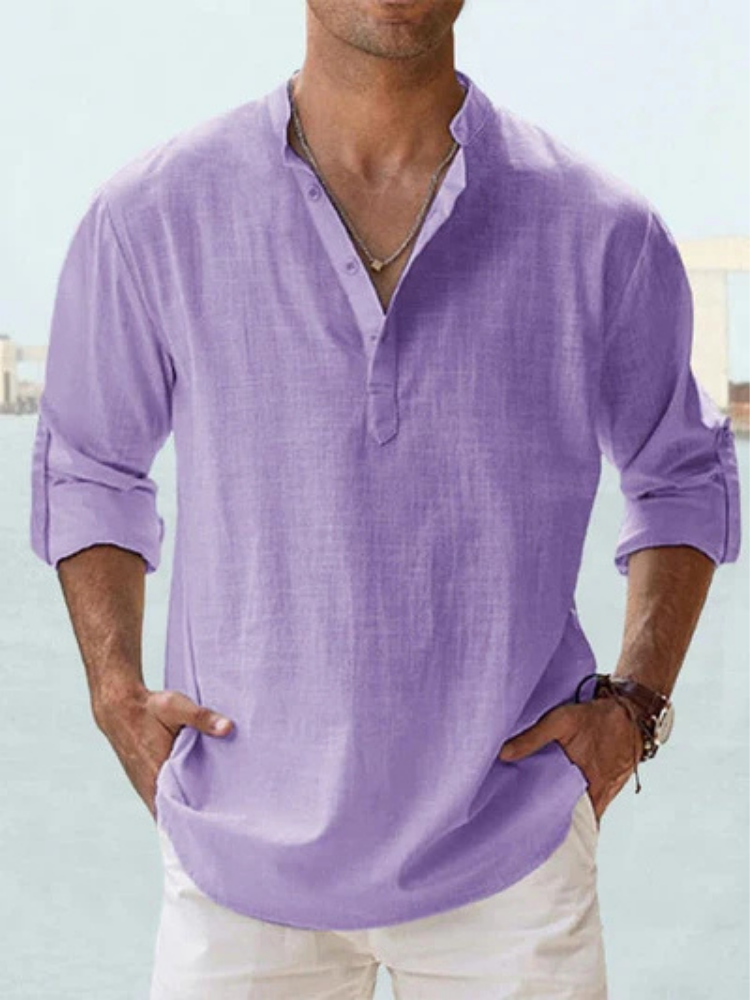 LINO Camisa Lino color Selva Verde — Serena Falco