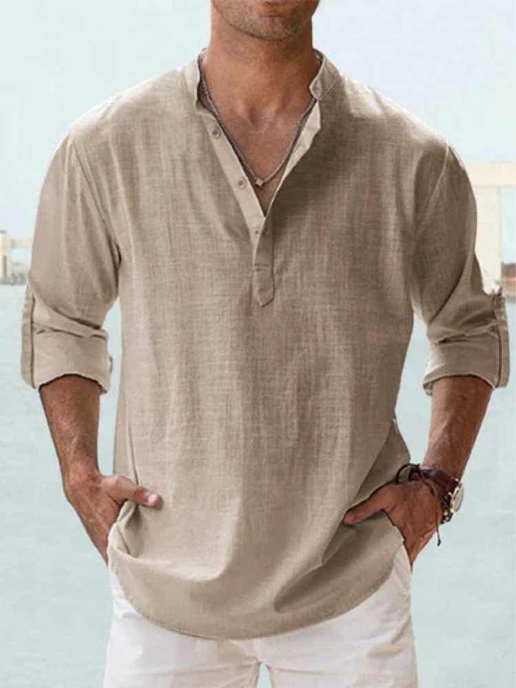 LINO Camisa Lino color Bosque Verde Oscuro — Serena Falco