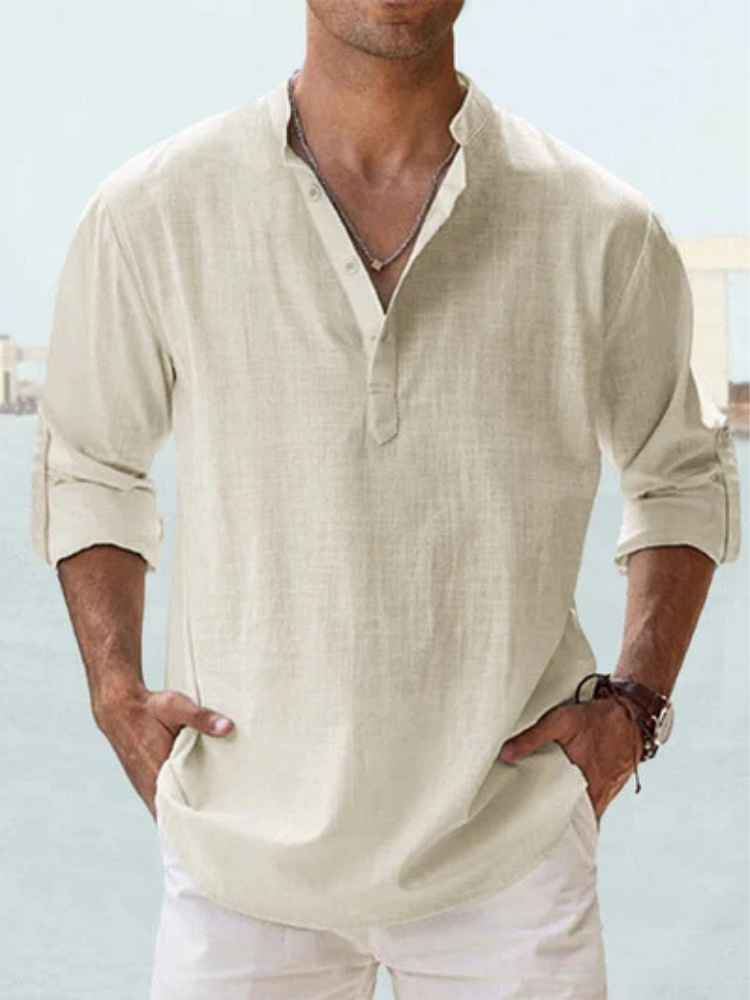 LINO Camisa Lino color Lavanda Morado — Serena Falco