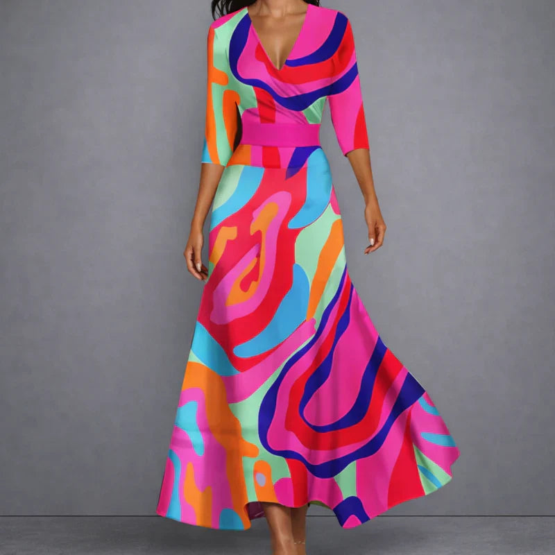 IRIS Vestido Maxi Floral video silueta completa — Loopy Wear