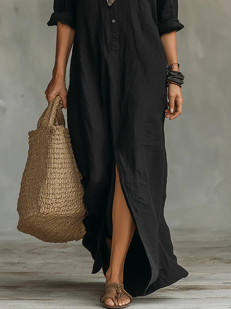 SAUCE Vestido Maxi Fluido color Selva Verde — Loopy Wear