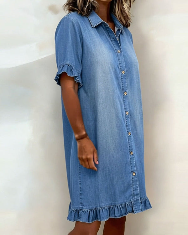 PLIEGUE | Vestido Denim Cómodo con Fruncido