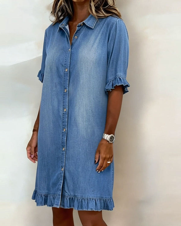 PLIEGUE | Vestido Denim Cómodo con Fruncido