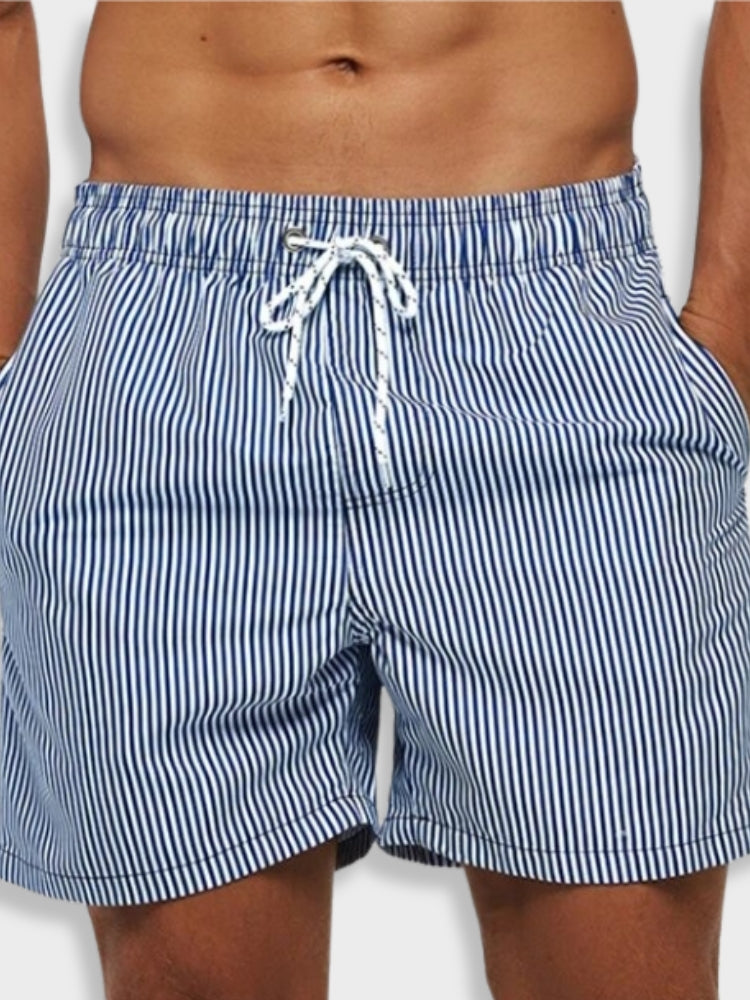 MAREA Bañador Hombre Rayas Riviera Blanco Azul vista frontal — Loopy Wear