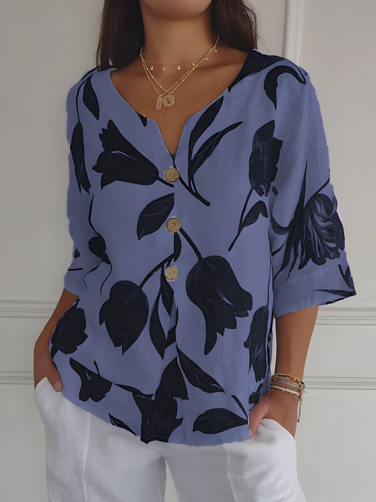 ISALIE | Blusa Cuello V de Primavera