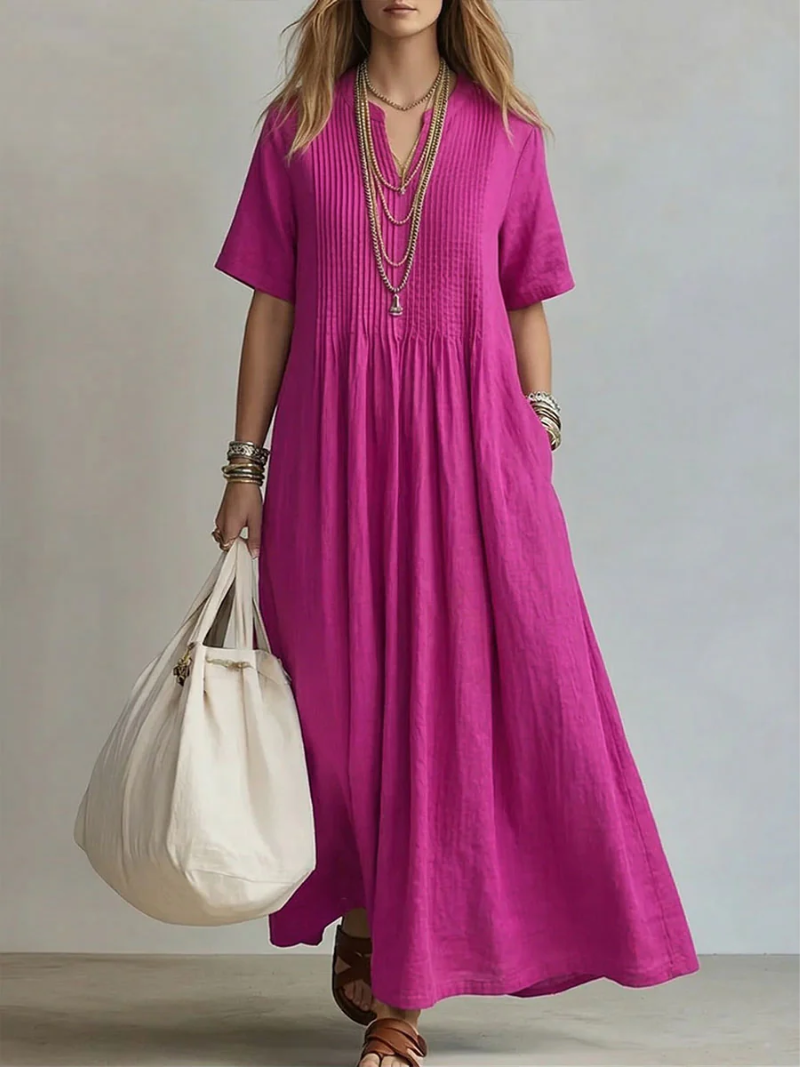PLISÉ Vestido Plisado Fluido color Flamingo Rosa — Loopy Wear