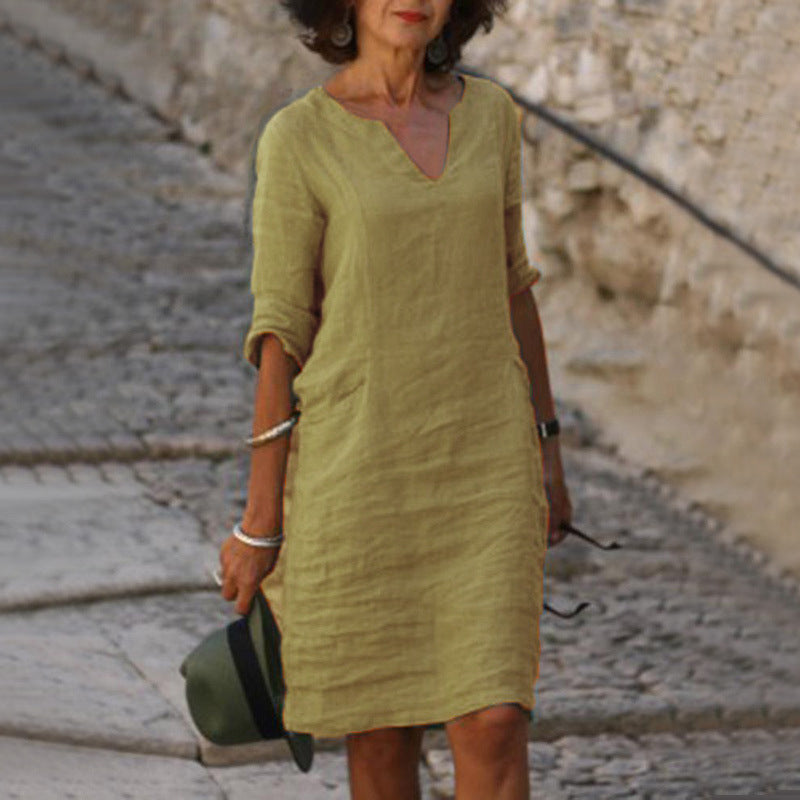 ELVARA | Vestido de Verano Cuello V Femenino