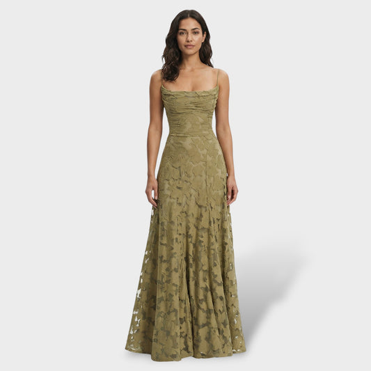 Vestido Floral Espalda Abierta – Largo de Fiesta