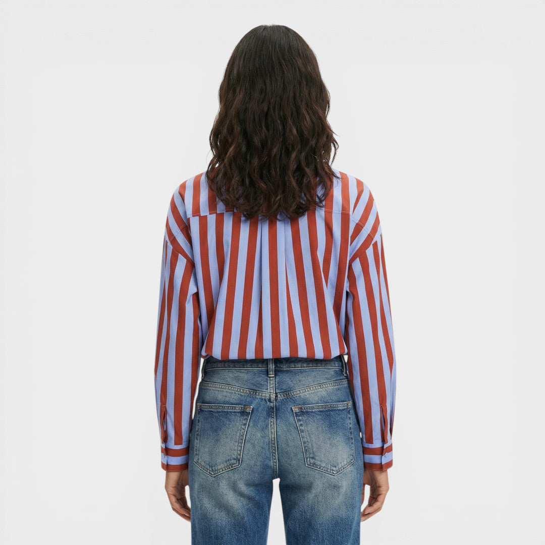 Camisa Rayas Lazo Cuello – Estilo Femenino y Elegante