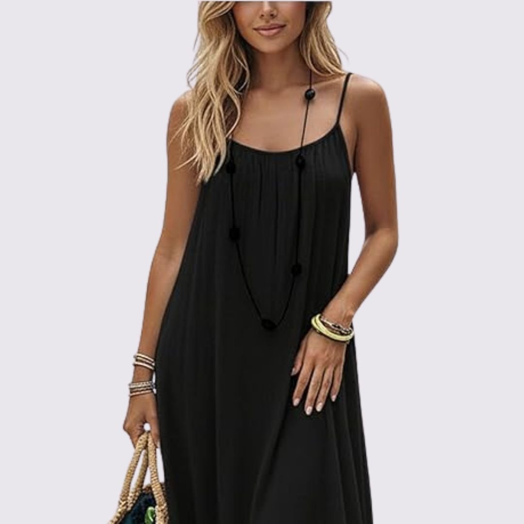 ESPALDA Vestido Detalle Espalda Descubierta color Noche Negro — Loopy Wear