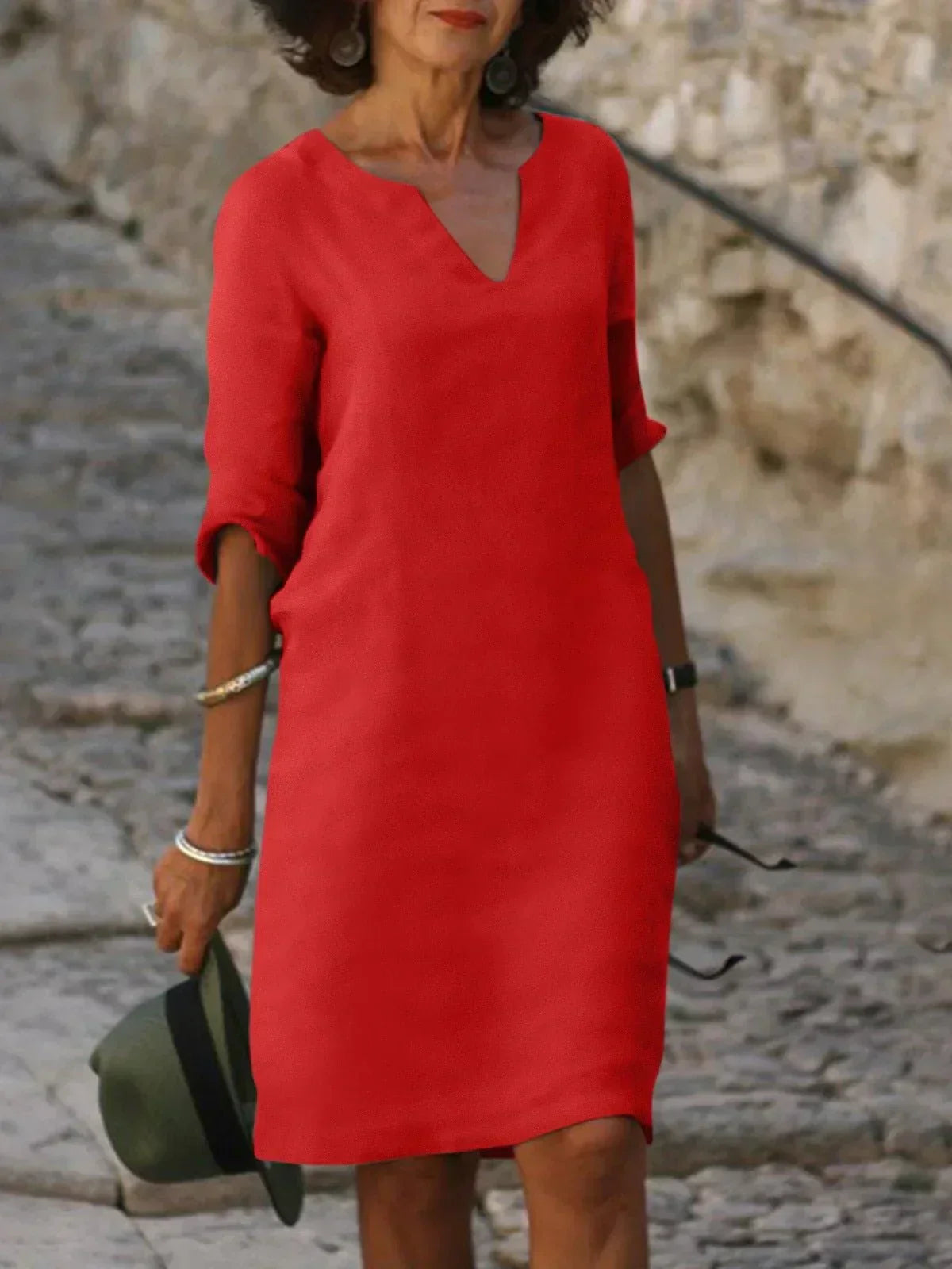 ELVARA | Vestido de Verano Cuello V Femenino