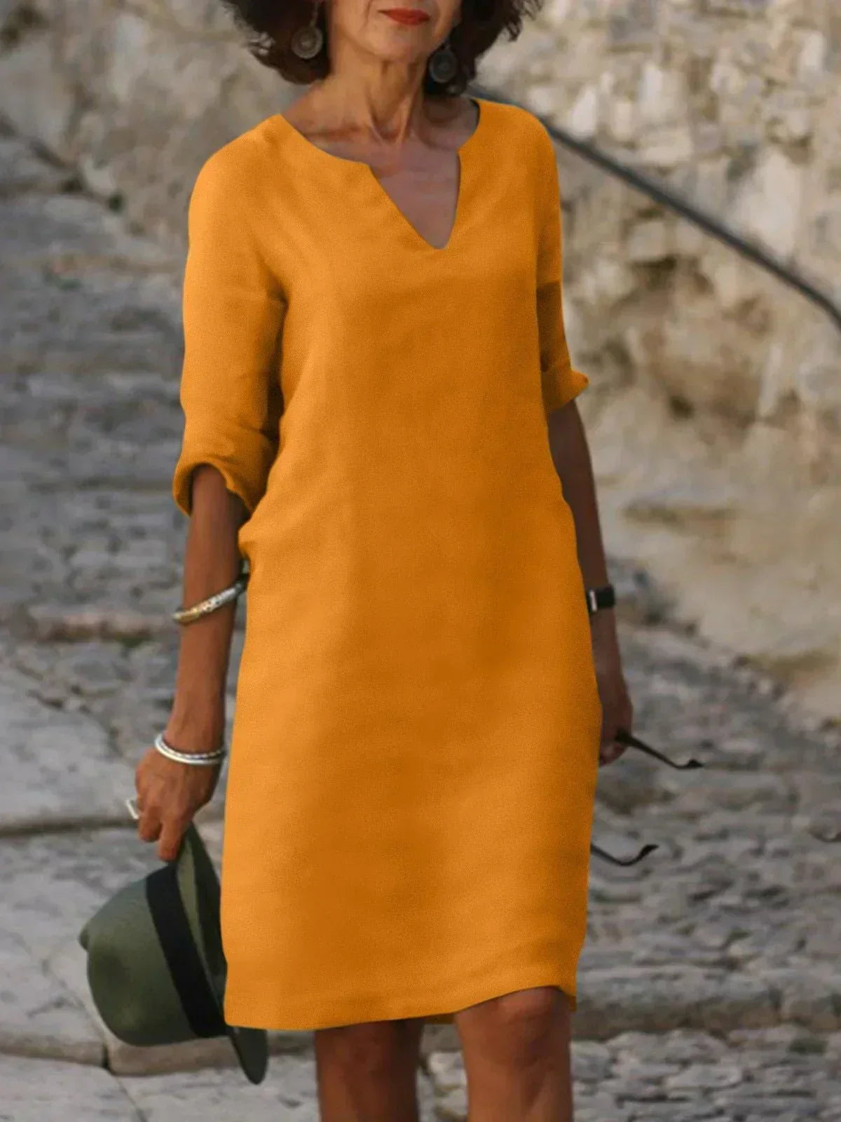 ELVARA | Vestido de Verano Cuello V Femenino