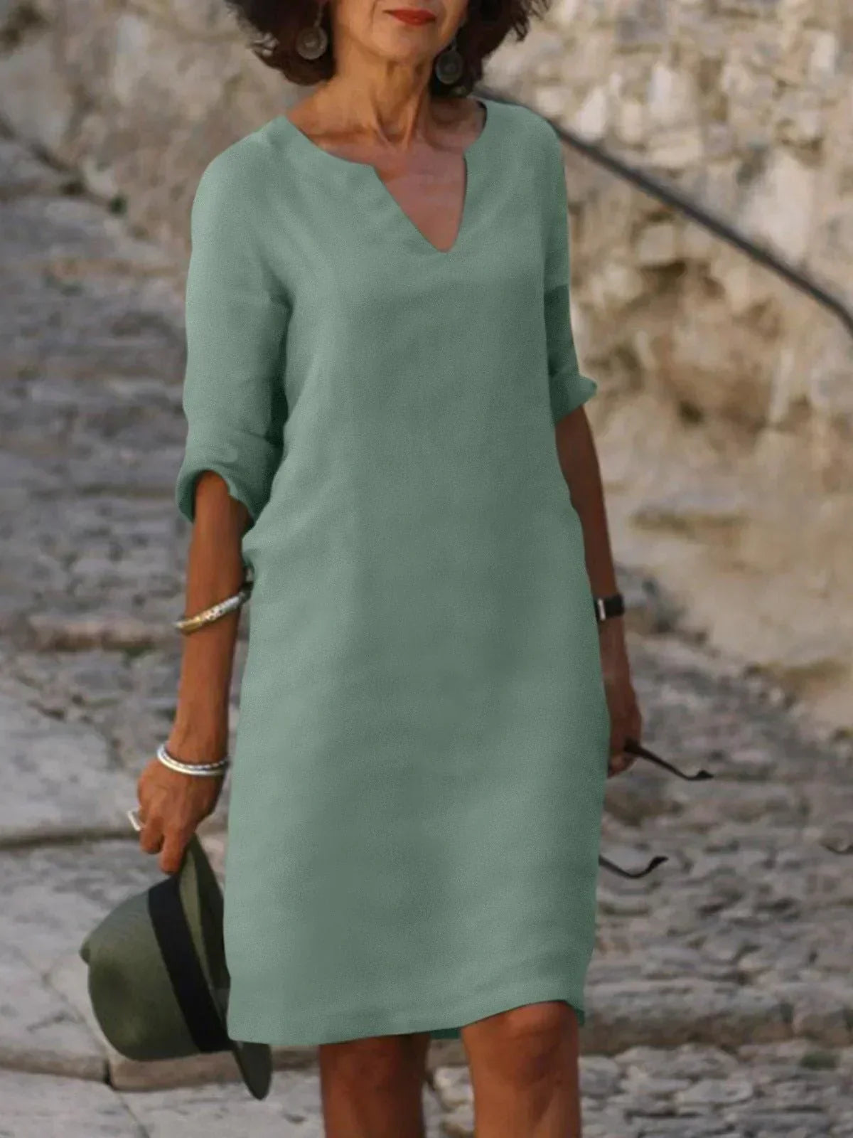 ELVARA | Vestido de Verano Cuello V Femenino