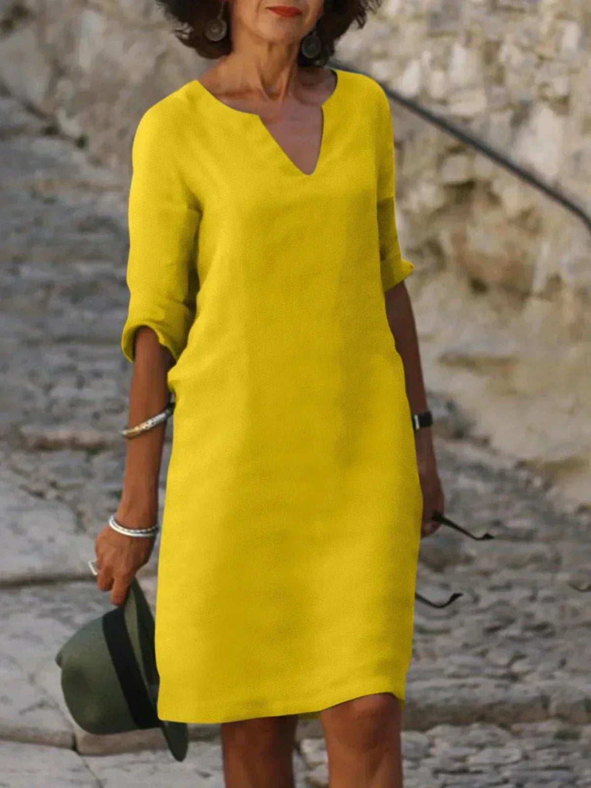 ELVARA | Vestido de Verano Cuello V Femenino