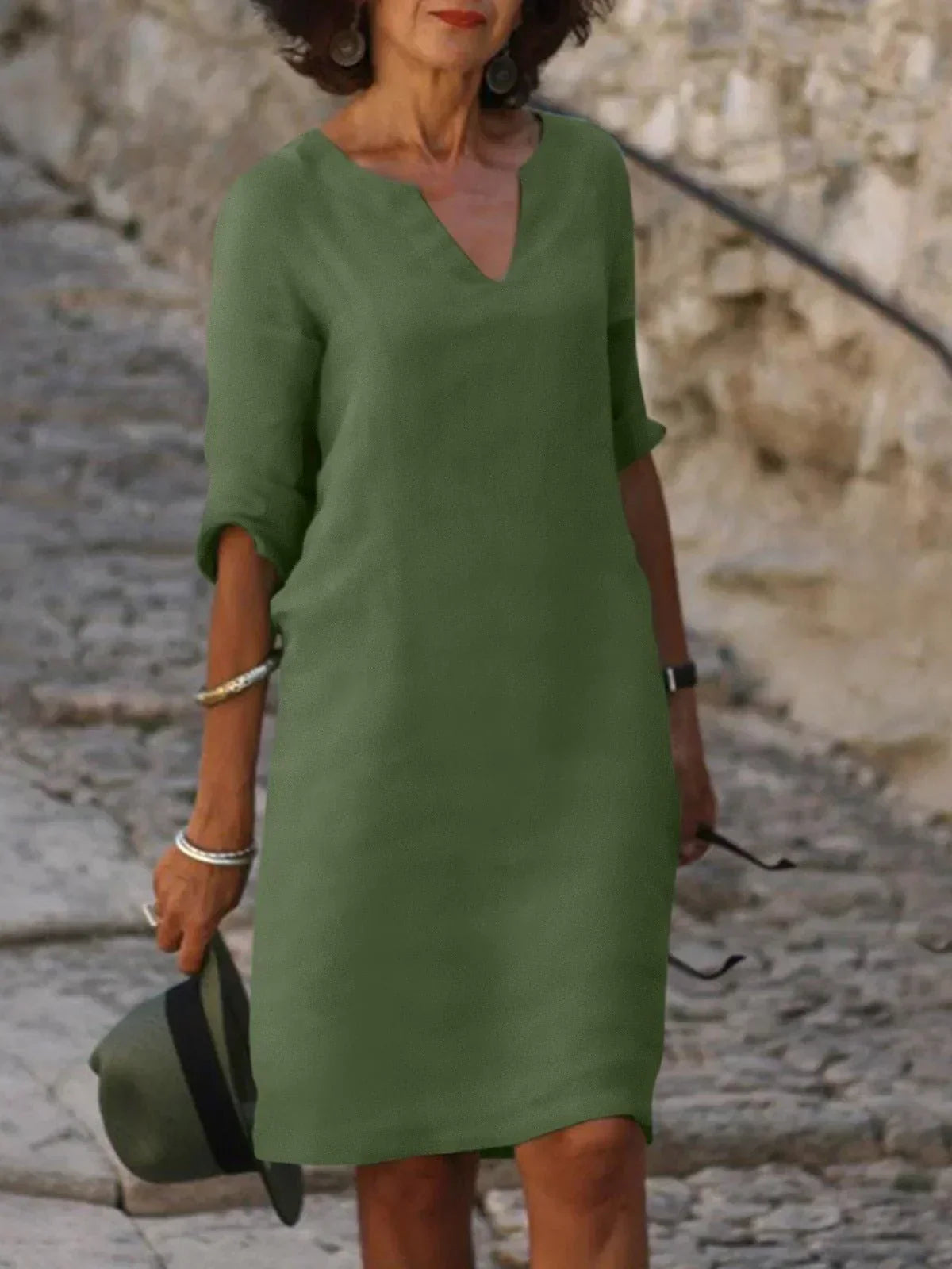 ELVARA | Vestido de Verano Cuello V Femenino