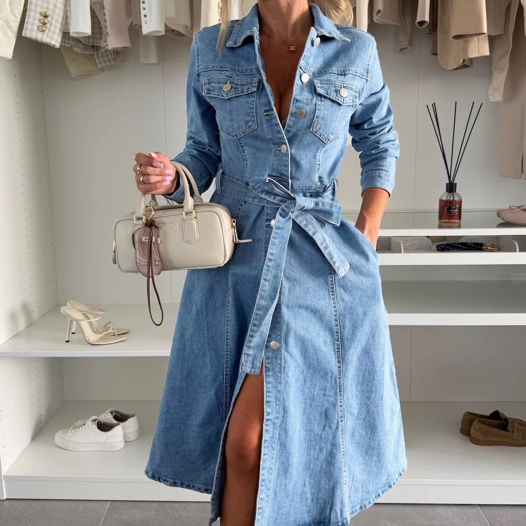 VAQUERA | Vestido Maxi Denim Manga Larga