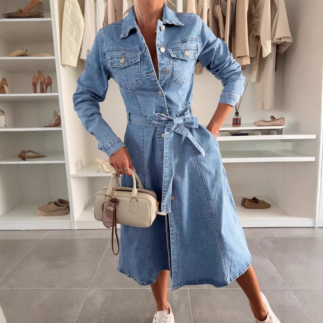 VAQUERA | Vestido Maxi Denim Manga Larga